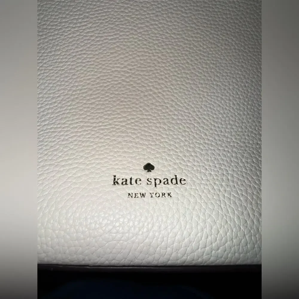Kate Spade Hayes Ivory Pebbled Leather Double Handles Zip Tote Bag - NWT $379 - Picture 6 of 16